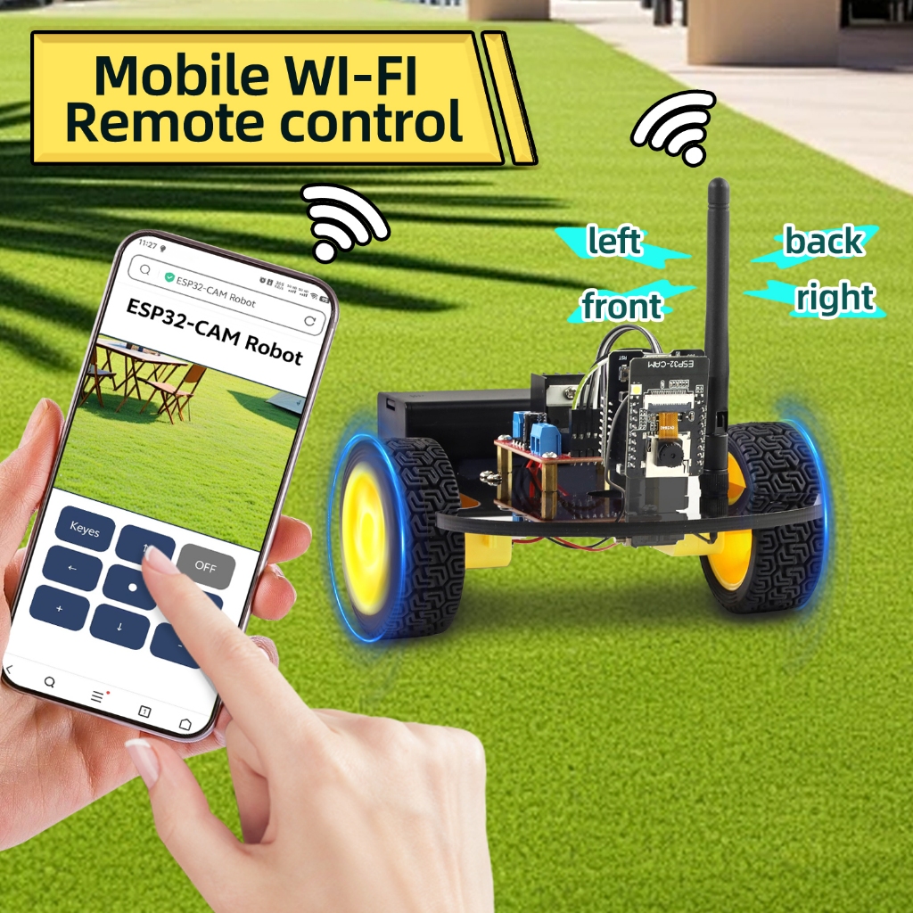 Keyestudio ESP32-Cam 2WD หุ่นยนต์รถชุด WIFI และกล้องสมาร์ทรถสําหรับ Arduino ESP32
