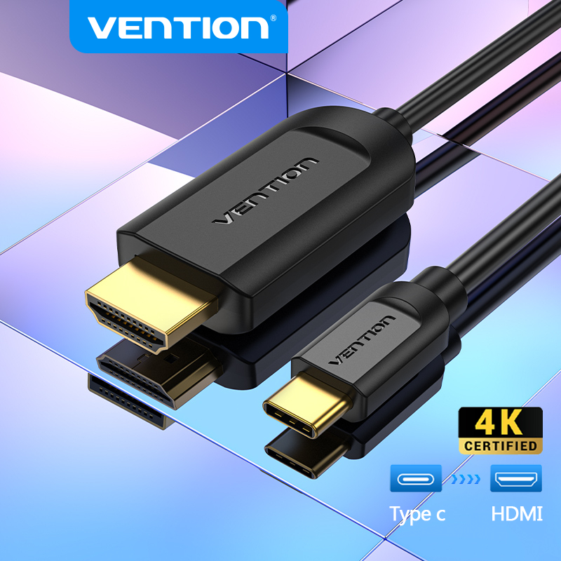 Vention ใหม่ UHD Type-C เป็น HDMI แบบ 4K * 2K สายเคเบิล 3D USB C เป็น HDMI สายสัญญาณเสียงและวิดีโอ