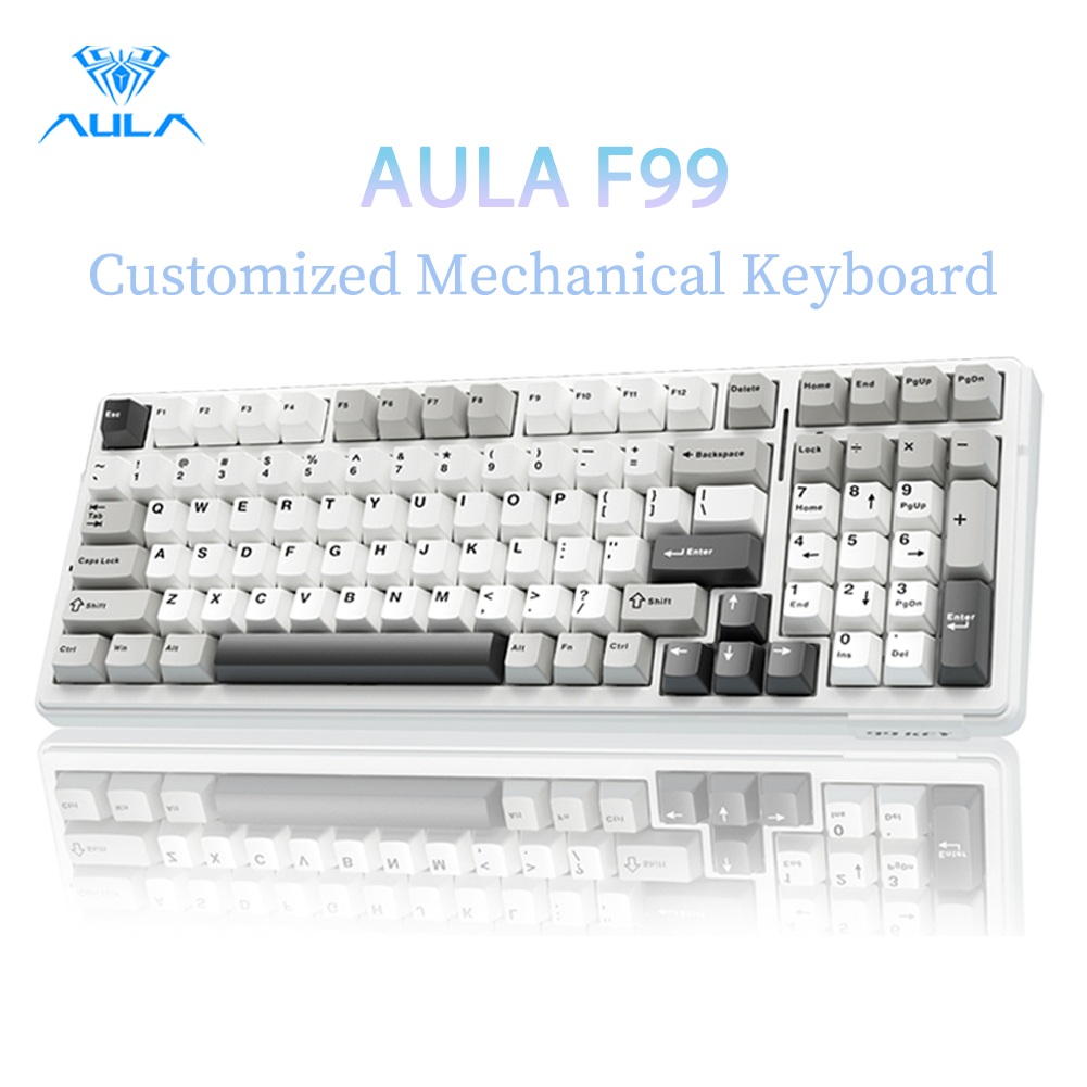 Aula F99 คีย์บอร์ด 99 คีย์ เชื่อมต่อปะเก็น 8000mAh รองรับการปรับแต่ง DIY