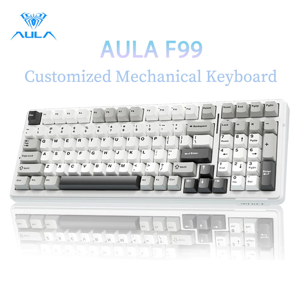 Aula F99 คีย์บอร์ด 99 คีย์ เชื่อมต่อปะเก็น 8000mAh รองรับการปรับแต่ง DIY
