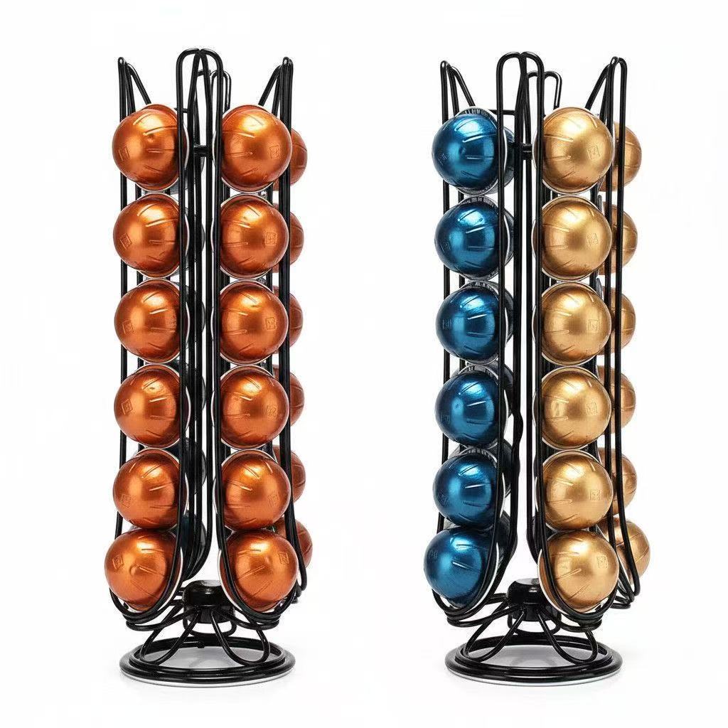 ที่วางพ็อดกาแฟเข้ากันได้กับ Nespresso Vertuo Pods ชั้นวางทาวเวอร์แบบหมุนได้ (ไม่รวมฝัก Vertuo)
