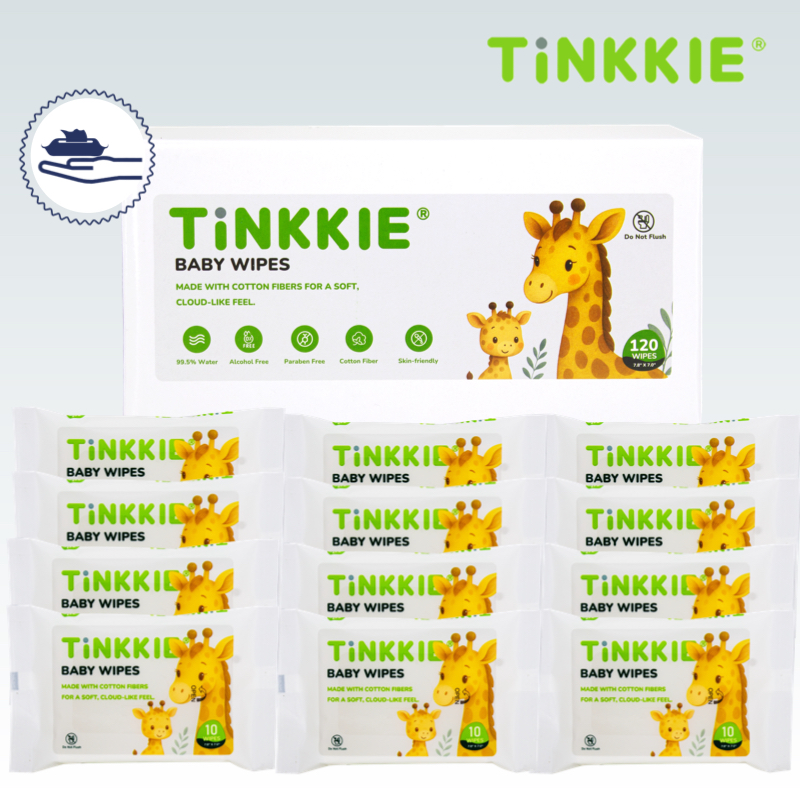 TiNNKIE ทิสชูเปียก กระดาษทิชชู่เปียก 10pcs Baby Wipes ปราศจากแอลกอฮอล์ ทิชชู่เปียกพกพา ทิชชุเปียก