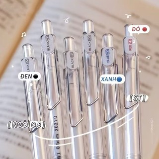 Domi ปากกาหมึกเจล แบบใส 0.5 มม. แห้งเร็ว สีดํา แดง น้ําเงิน สําหรับสํานักงาน