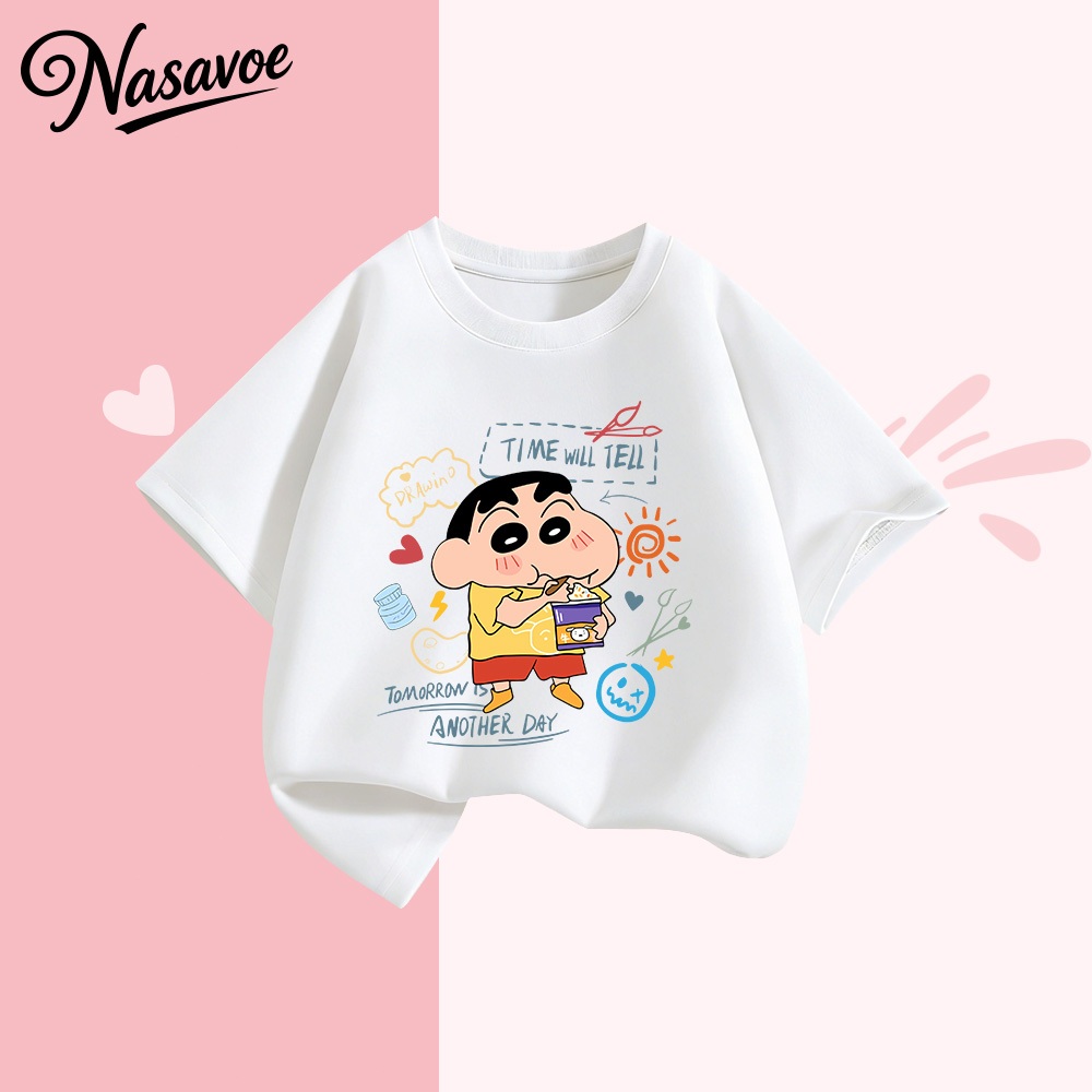 【ส่งภายใน 24 ชั่วโมง】เสื้อยืดแขนสั้นเด็ก สีครีม ลายการ์ตูนอนิเมะ ผ้าคุณภาพสูง สบาย สไตล์ใหม่ปี 2026 สำหรับเด็กอายุ 1-13 ปี