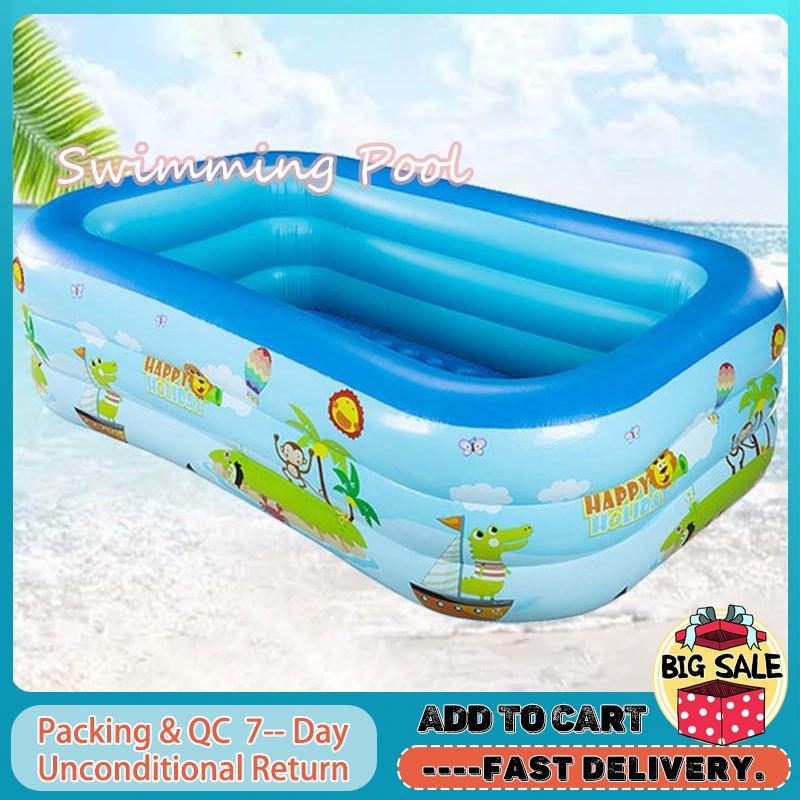 Travelcul PVC วัสดุ ใช้ได้สระน้ำเป่าลม สระน้ำเด็ก1.5เมตร1.8เมตร2.1เมตร 2.6เมตร 3.05เมตรมีทั้งแบบ 2 ชั้นและ 3 ชั้น สระเป่าลม สระน้ำ