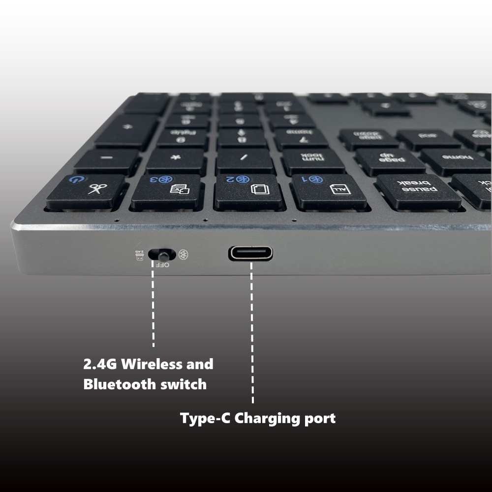 คีย์บอร์ดบลูทูธไร้สาย 2.4G อะลูมิเนียมอัลลอย เสียงเงียบ สําหรับ Apple MAC โน้ตบุ๊ก