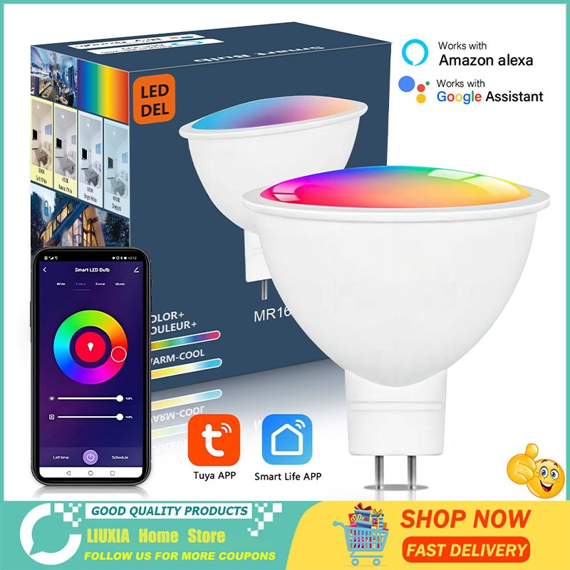 หลอดไฟSpotlight MR16 WiFi รองรับGoogle Assistant/Alexa ปรับแสงRGB+ปรับโทนสี ควบคุมผ่านเสียง