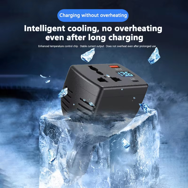 (จัดส่งภายใน 12H) 150W รถอินเวอร์เตอร์ DC 12V/24V ถึง AC รูปที่ 7
