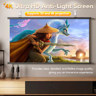 MODOFO จอโปรเจคเตอร์ 4K Projector Screen รองรับการฉายภาพ 3D พับได้ เหมาะสําหรับใช้ ในบ้าน สํานักงาน กลางแจ้ง