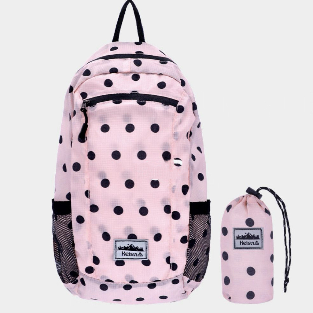 ใหม่ heisan25 ฤดูใบไม้ร่วงไนลอนน้ําหนักเบา Polka Dot กระเป๋าเป้สะพายหลังสไตล์เกาหลี