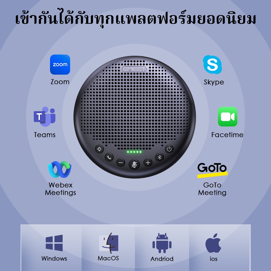 【สามารถคืนสินค้าได้ภายใน 15 วันโดยไม่ต้องระบุเหตุผล】EMEET ลําโพงและไมโครโฟนสําหรับการประชุมพร้อมไมโครโฟน/8 ตัว 360° กะบะเสียงลดเสียงรบกวนบลูทูธ/USB/Dongle Speakerphone สําหรับ 10 คน w/Daisy Chain สําหรับ 18 รองรับพร้อมตะกั่วปลา ราคา ถูกที่สุด ดีลบีเคเค แกลเลอรีภาพที่ 9