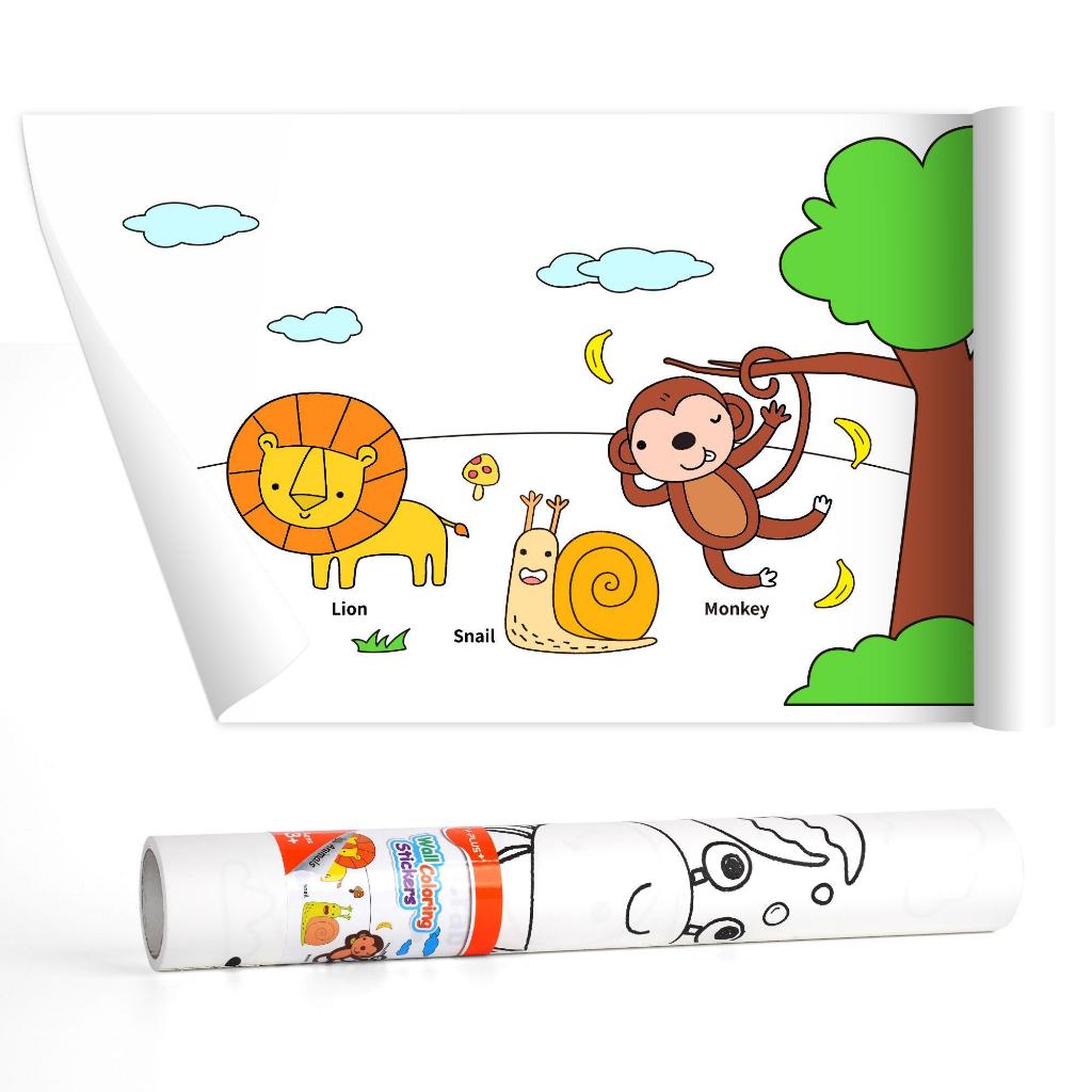 ใช่แล้ว กระดาษม้วนสีเหมาะสําหรับเด็กและเด็กภาพวาดม้วนกระดาษชุดสติ๊กเกอร์ติดผนังวางสะอาดทําให้เสียงเหมาะกับของขวัญขนาด 120 x 11.8 นิ้ว