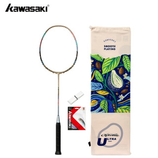 KAWASAKI Carbon Fiber Badminton Racket Chocolate Ultra High Tension 18-35 lbs สําหรับผู้เล่นระดับโปร น้ำหนักเบา ควบคุมได้ง่าย และการออกแบบที่สวยงาม