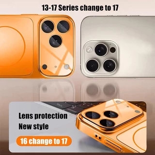 กรณีแม่เหล็กที่แข็งแกร่งสําหรับ iPhone 17 PRO MAX 16 PRO MAX 17 Air 17 PRO 15 14 13 12 16 Plus ป้องกันเลนส์ Matte กันกระแทก Hard ปลอก