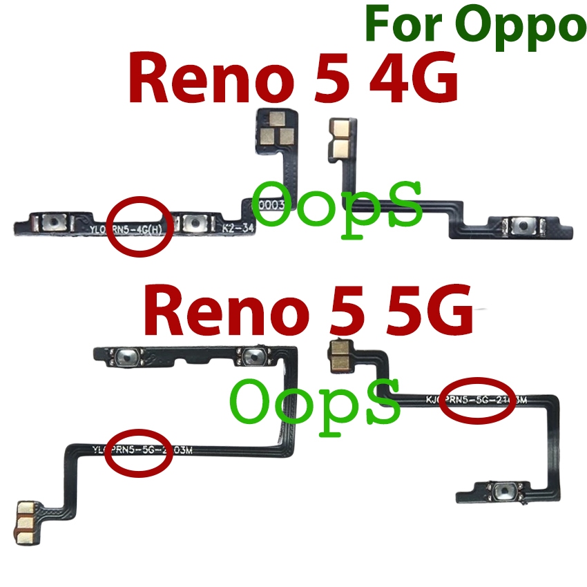 Reno 5 เปิดปุ่มปรับระดับเสียง Flex สําหรับ Oppo Reno5 4G 5G โทรศัพท์ขึ้นลงสวิตช์ด้านข้างสายริบบิ้น