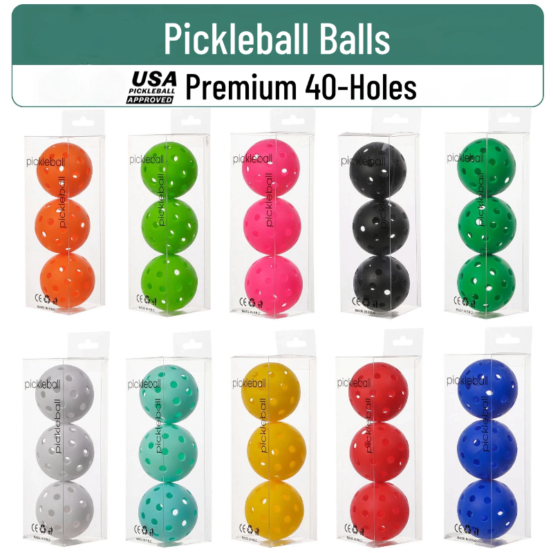 Pickleball ลูกพิคเคิลบอล 3 ลูก รุ่น 40 รู ได้รับการรับรองจาก USAP สำหรับเล่นกลางแจ้ง/ในร่ม สมดุลดี เด้งสูง ทิศทางแม่นยำ