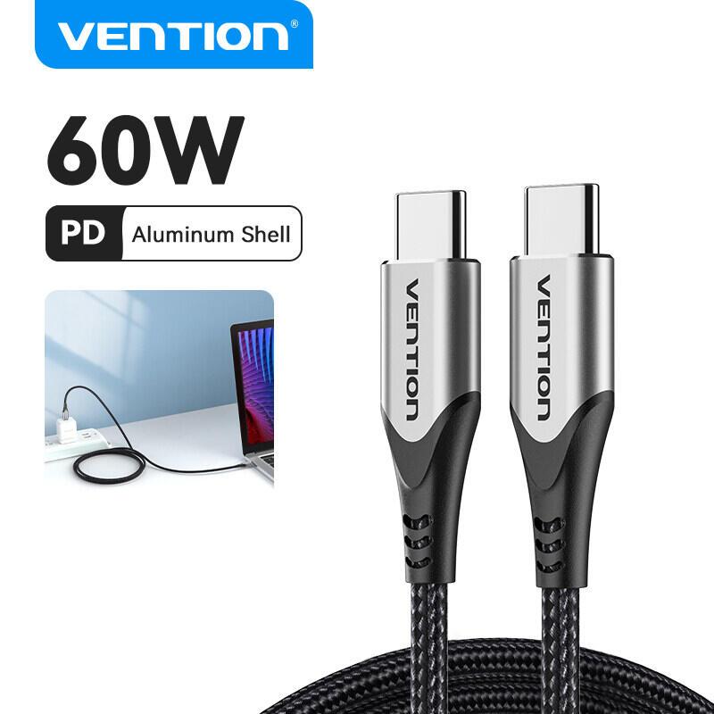 Vention Type C to Usb C Pd 60W สาย Usb C สายชาร์จความเร็วสูงสําหรับ Macbook Samsung