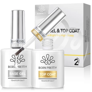 BORN PRETTY Gel Nail Polish Super Top Coat Base Gel Set ชุดเพ้นท์เล็บติดทนนาน 15ml