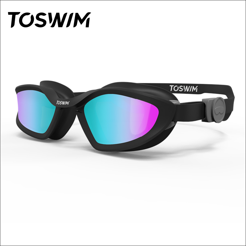 TOSWIM กรอบขนาดใหญ่แว่นตาว่ายน้ําที่สะดวกสบายความละเอียดสูงส่งแสงกันน้ําป้องกันหมอกผู้ใหญ่