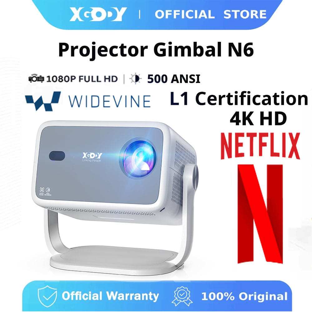 【ลิขสิทธิ์แท้ Netflix】XGODY Gimbal N6 Projector โปรเจคเตอร์ มินิโปรเจคเตอร์ คุณภาพระดับ WhaleOS 13.0