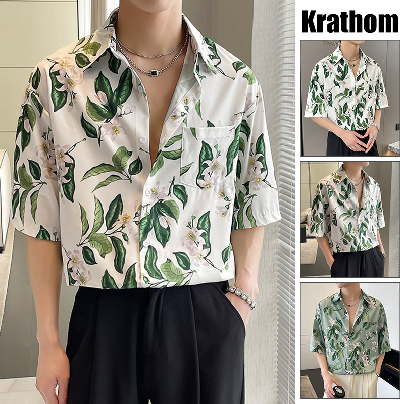 เสื้อเชิ้ตแขนสั้นทรงหลวม พิมพ์ลายฮาวายสวยงาม ใส่ง่ายระบายอากาศดี