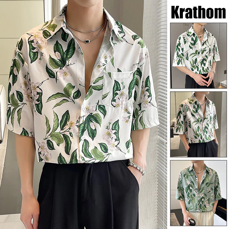 เสื้อเชิ้ตแขนสั้นทรงหลวม พิมพ์ลายฮาวายสวยงาม ใส่ง่ายระบายอากาศดี