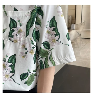 เสื้อเชิ้ตแขนสั้นทรงหลวม พิมพ์ลายฮาวายสวยงาม ใส่ง่ายระบายอากาศดี