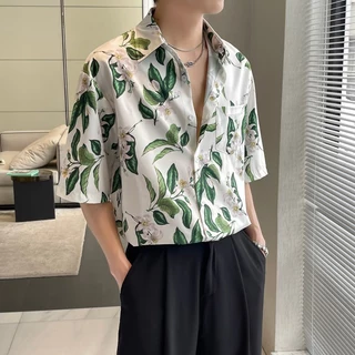 เสื้อเชิ้ตแขนสั้นทรงหลวม พิมพ์ลายฮาวายสวยงาม ใส่ง่ายระบายอากาศดี