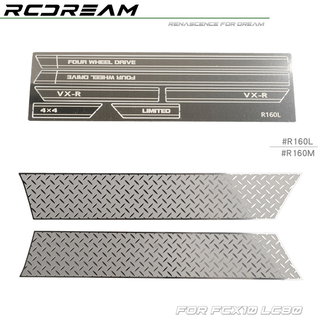 Rcdream จําลองรถสแตนเลสแผ่นกันลื่นด้านข้างสําหรับ 1/10 FCX10 LC80 RC รุ่นรถ Crawler อัพเกรดการปรับเป
