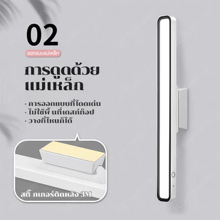 ✨โคมไฟตั้งโต๊ะ LED โคมไฟแม่เหล็ก ปุ่มชาร์จ USB ไฟข้างเตียง อ่านหนังสือ ติดห้อง โคมไร้สาย ปรับได้ 3 แสง