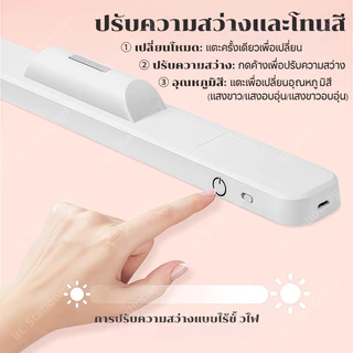 ✨โคมไฟตั้งโต๊ะ LED โคมไฟแม่เหล็ก ปุ่มชาร์จ USB ไฟข้างเตียง อ่านหนังสือ ติดห้อง โคมไร้สาย ปรับได้ 3 แสง