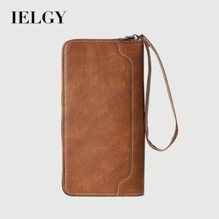 IELGY กระเป๋าสตางค์ยาวสำหรับผู้ชายความจุขนาดใหญ่