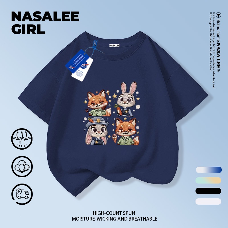 ส่งของในวันเดียวกัน เสื้อยืดผ้าฝ้ายเด็ก NASA สีขาวดำ แขตัด ลายสุนัขจิ้งจอกและกระต่าย น่ารักมาก อายุ 3-16 ปี ราคา ถูกที่สุด ดีลบีเคเค แกลเลอรีภาพที่ 4