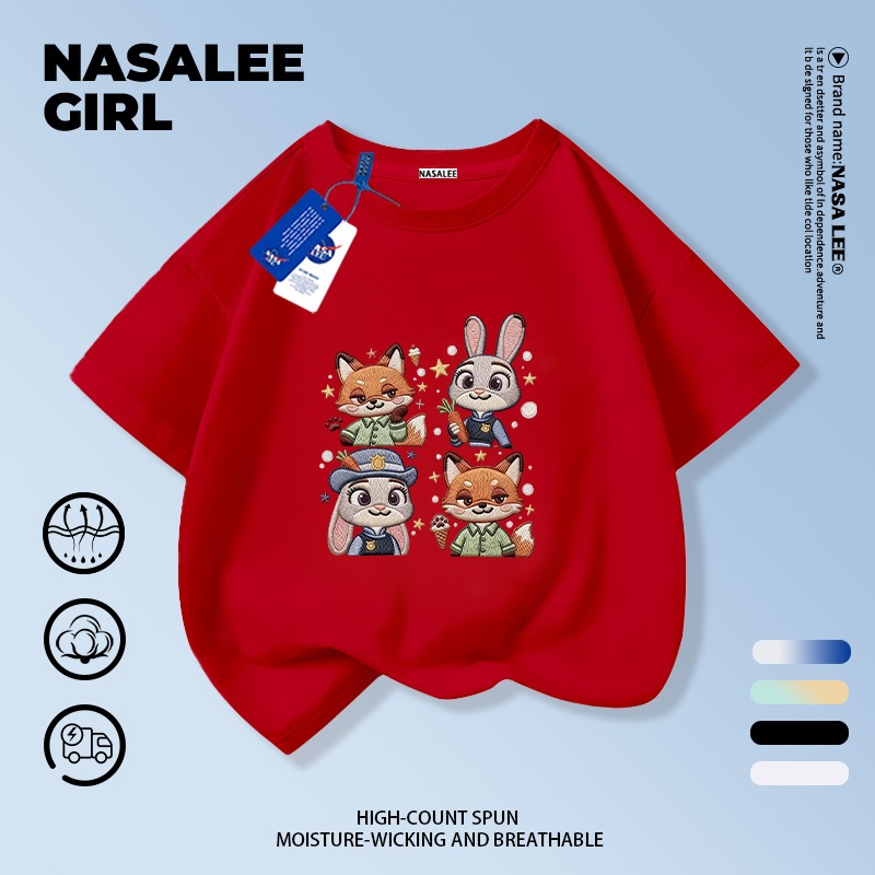 ส่งของในวันเดียวกัน เสื้อยืดผ้าฝ้ายเด็ก NASA สีขาวดำ แขตัด ลายสุนัขจิ้งจอกและกระต่าย น่ารักมาก อายุ 3-16 ปี ราคา ถูกที่สุด ดีลบีเคเค แกลเลอรีภาพที่ 6