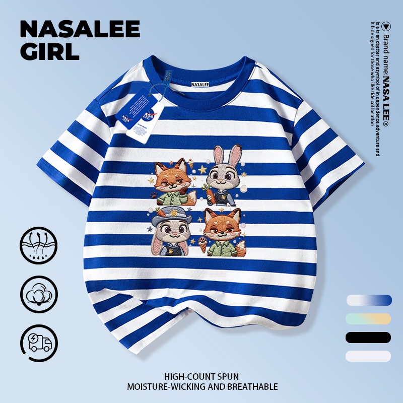 ส่งของในวันเดียวกัน เสื้อยืดผ้าฝ้ายเด็ก NASA สีขาวดำ แขตัด ลายสุนัขจิ้งจอกและกระต่าย น่ารักมาก อายุ 3-16 ปี ราคา ถูกที่สุด ดีลบีเคเค แกลเลอรีภาพที่ 8