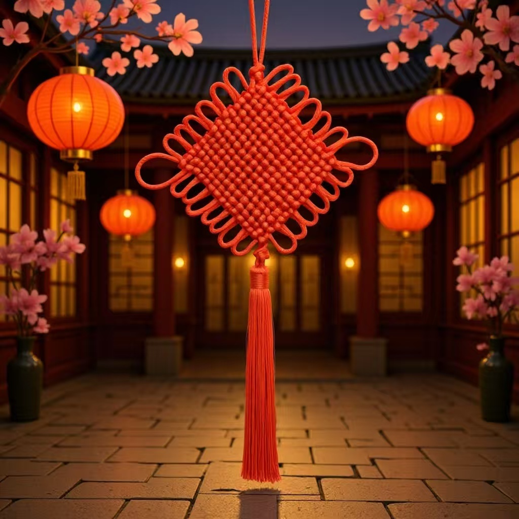 ทําด้วยมือสีแดงจีนปมจี้ขนาดเล็กห้องนั่งเล่นขนาดใหญ่ปลอดภัยปมศูนย์กลางปมปีใหม่ตรุษจีนตกแต่งภายใน 6n8ช