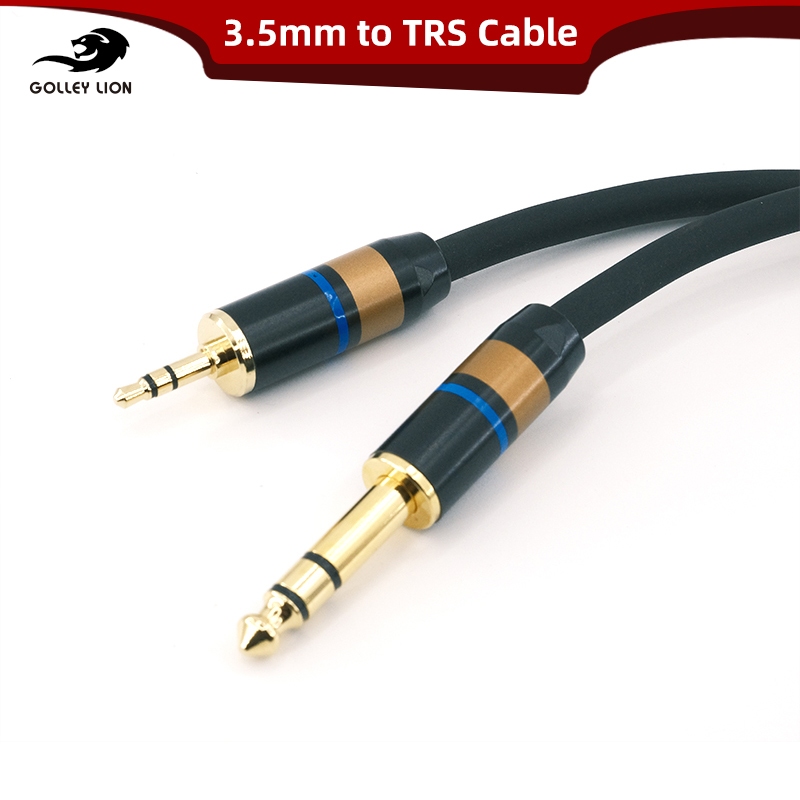 GOLLEY LION สายสัญญาณเสียงสเตอริโอ TRS ขนาด 3.5 มม. ถึง 6.35 มม. | 1/8" ถึง 1/4" สาย Aux ชายกับชายสําหรับหูฟัง, สมาร์ทโฟน, แล็ปท็อปไปยังเครื่องขยายเสียง, แอมป์กีตาร์, ลําโพง, โฮมเธียเตอร์