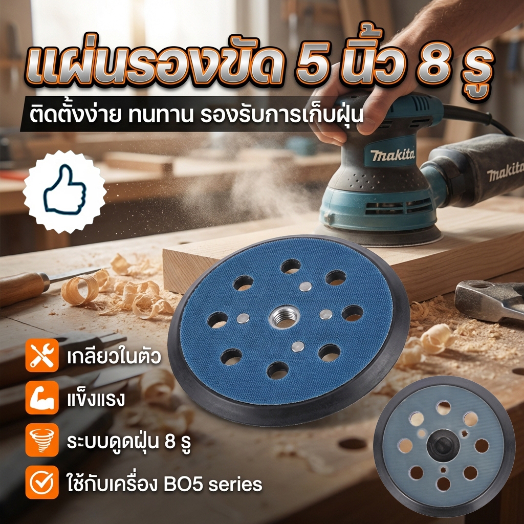 แผ่นกระดาษทราย ใบเจียรเหล็ก เปลี่ยน 5 "8 หลุมแผ่นขัด Pad สุ่ม Orbital Sander แผ่นกระดาษทราย Hook Loop Pad