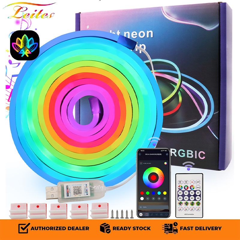 ไฟLEDเส้น RGB IC ควบคุมด้วยเสียง+แอพ ปรับแสงตามเพลง ใช้ในงานปาร์ตี้ ตกแต่งหลังทีวี เพดาน