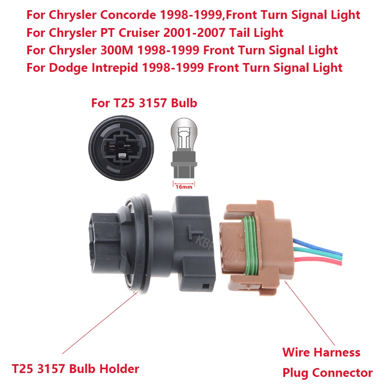 T25 3157 ที่ใส่หลอดไฟสําหรับ Chrysler Concorde 300M ขั้วต่อซ็อกเก็ตไฟเลี้ยว
