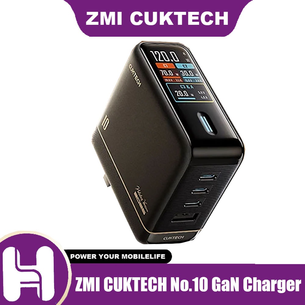 ZMi CUKTECH NO.10 GaN 120W Fast Charger ตัวแปลงไฟแบบปรับได้จอแสดงผลดิจิตอลชาร์จ