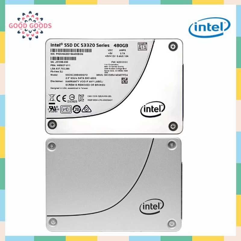 Intel DC S3320 2.5" 800GB 960GB 1.2TB 1.6TB SATA III MLC ไดรฟ์ Solid State ภายใน (SSD)
