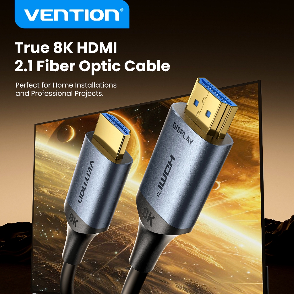 Vention สาย HDMI 2.1 ไฟเบอร์ออปติก 8K Ultra HD 48Gbps 100m Lossless Transmission อลูมิเนียมอัลลอยด์ 
