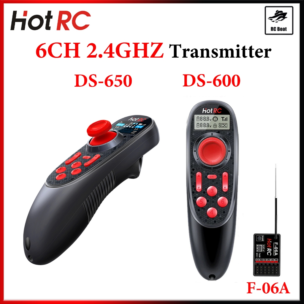 HOTRC DS-600 DS-650 6CH 2.4GHz RC เรือ FHSS วิทยุระบบเครื่องส่งสัญญาณ & F-06A PWM สําหรับ RC รถเรือห