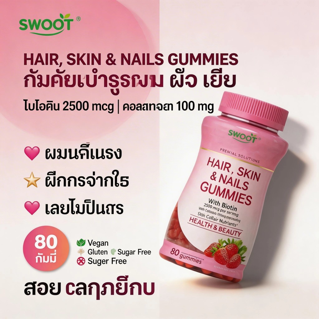 ฮาลาล FDA Certified Vitamin C E Biotin Gummies 80pcs สตรอเบอร์รี่มังสวิรัติสําหรับผมผิวเล็บไวท์เทนนิ
