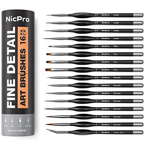 Nicpro 31PCS แปรงทาสีขนาดเล็ก, ชุดแปรงสีรายละเอียดรุ่น Micro ปลายละเอียดสําหรับน้ํามันสีน้ําอะคริลิค, ระบายสีตามตัวเลข, โมเดล, ของจิ๋ว, งานฝีมือ, ภาพวาดหิน – พร้อม Cont ราคา ถูกที่สุด ดีลบีเคเค แกลเลอรีภาพที่ 9
