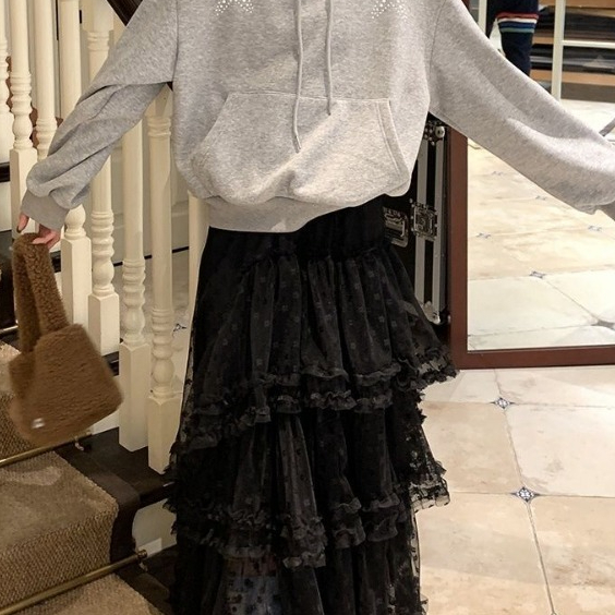 CL|Alisa.Sonya กระโปรงขาว ลูกไม้ ทรงเค้ก พองฟู สไตล์เกาหลี ลำลอง ผู้หญิง 24AS1188