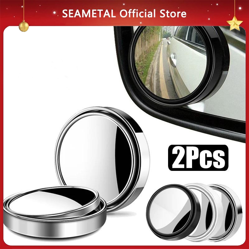 SEAMETAL 2 ชิ้น HD กระจกมองหลังรถยนต์มุมกว้างกระจกปรับได้สําหรับรถจักรยานยนต์