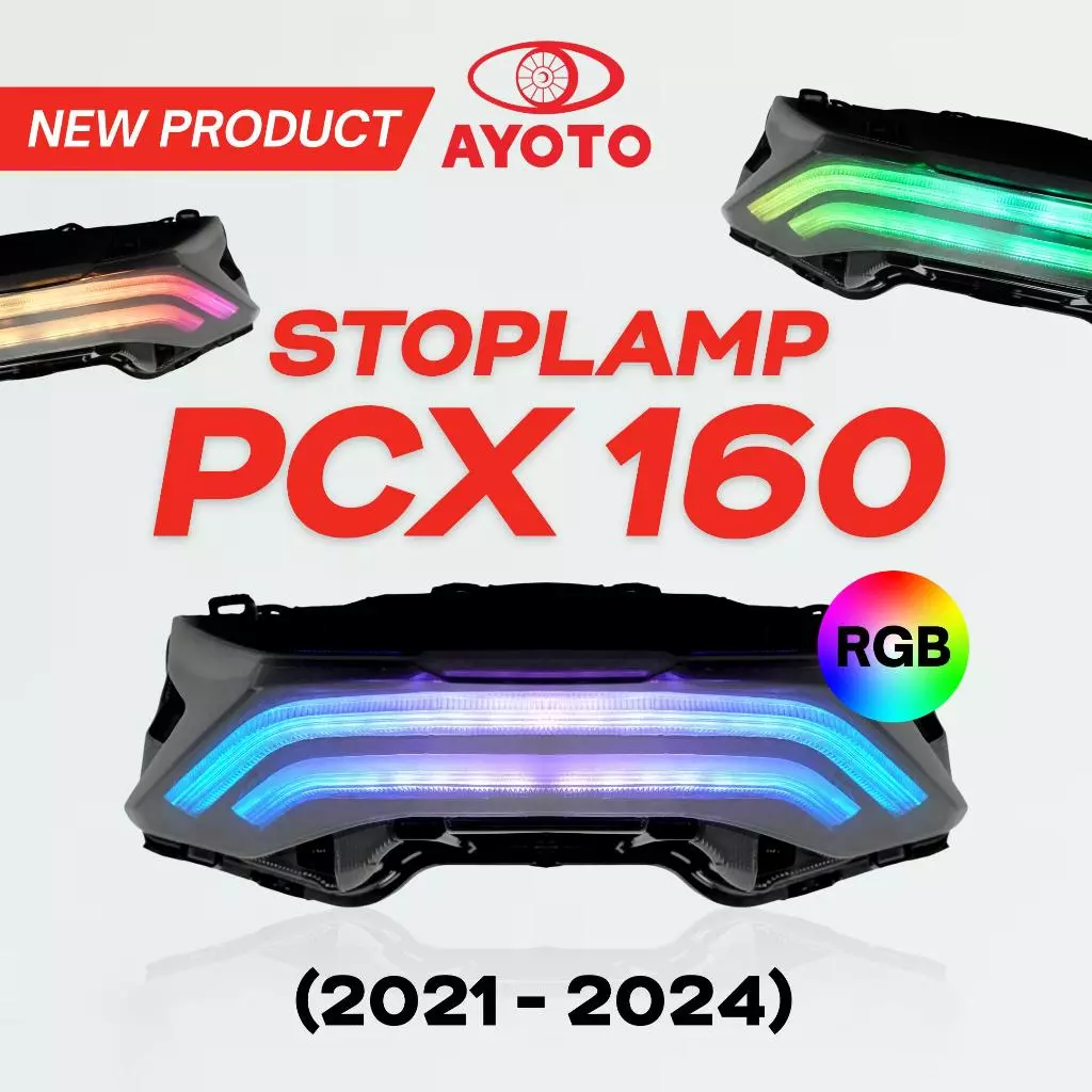 AYOTO honda PCX 160 LED RGB Tail Light Assembly stop Rear Brake lamp APP control bluetooth plug and play sequential dynamic flowing chasing turn signal multi Mode crystal lens upgrade custom heavy duty waterproof IP67 high visibility
