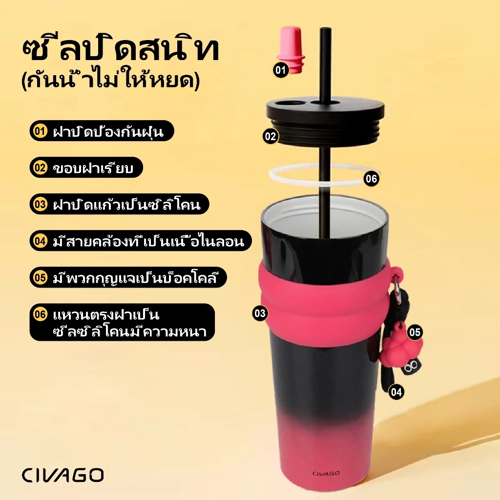 CIVAGOxLucky Puppy （26oz/780ml） แก้วกาแฟสแตนเลสซับเซรามิกพร้อมฝาปิดกระติกน้ําสูญญากาศแก้วน้ําร้อนและเย็น thumbnail 5